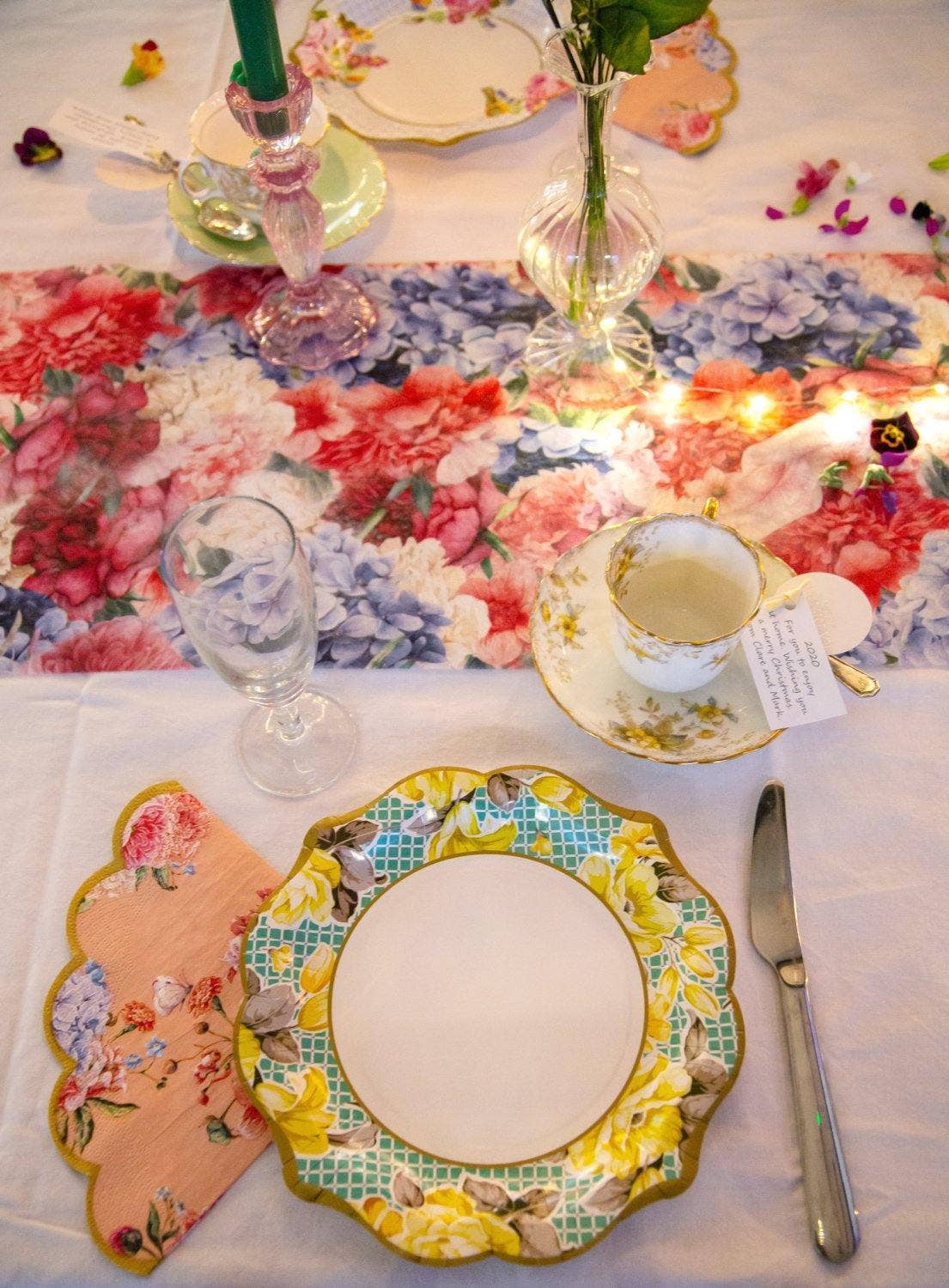 Floral Fabric Table Runner Decoration - 6ft