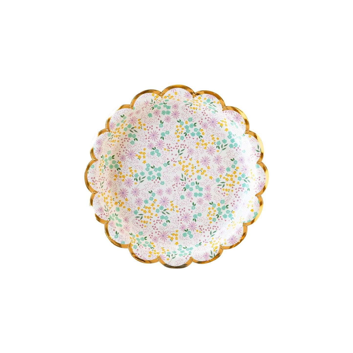 Ditsy Floral Round Scallop paper plate - 8 pk