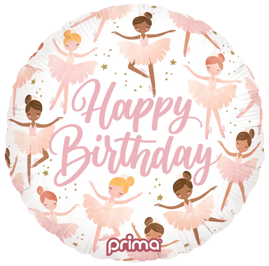 18” Round Birthday Ballerinas foil balloon
