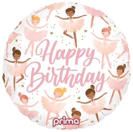 18” Round Birthday Ballerinas foil balloon