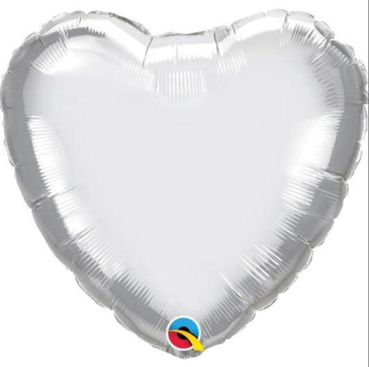 18” chrome silver heart foil shape balloon