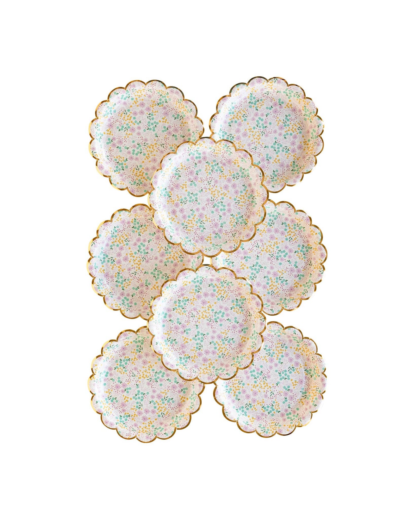 Ditsy Floral Round Scallop paper plate - 8 pk