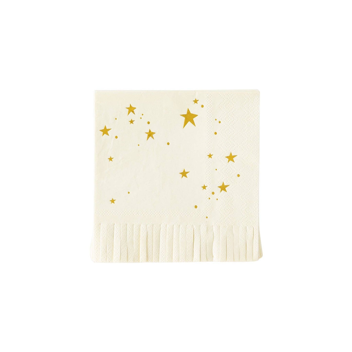 Baby Neutral Star Fringed Cocktail Napkin - 18 pk