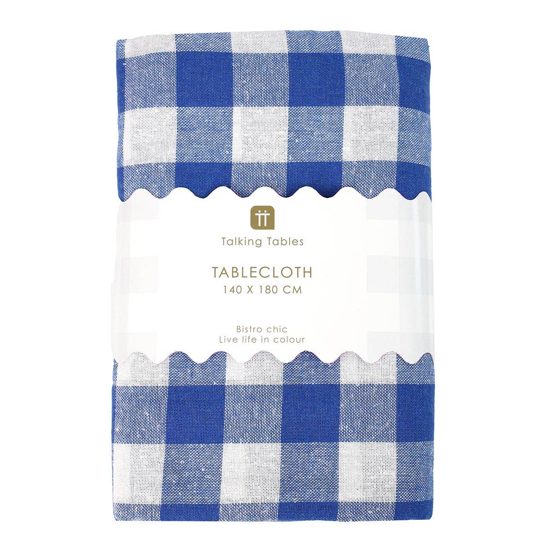 Blue & White Fabric Gingham Tablecloth