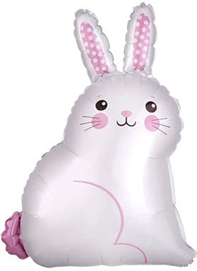 24" White Satin Bunny foil balloon
