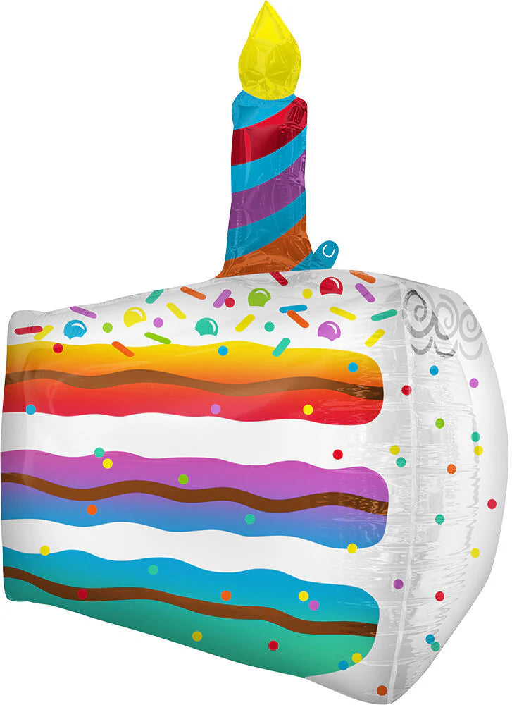 25" Cake Slice with One Candle foil balloon