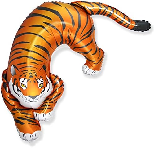 42" Tiger Wild Tail crouching Bengal black stripes Foil Balloon
