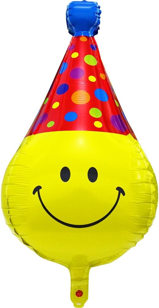 27" Hat Smiley Face foil Birthday with helium (H8)