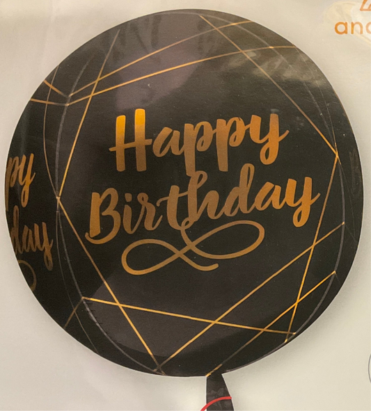 15” Happy Birthday black modern foil balloon