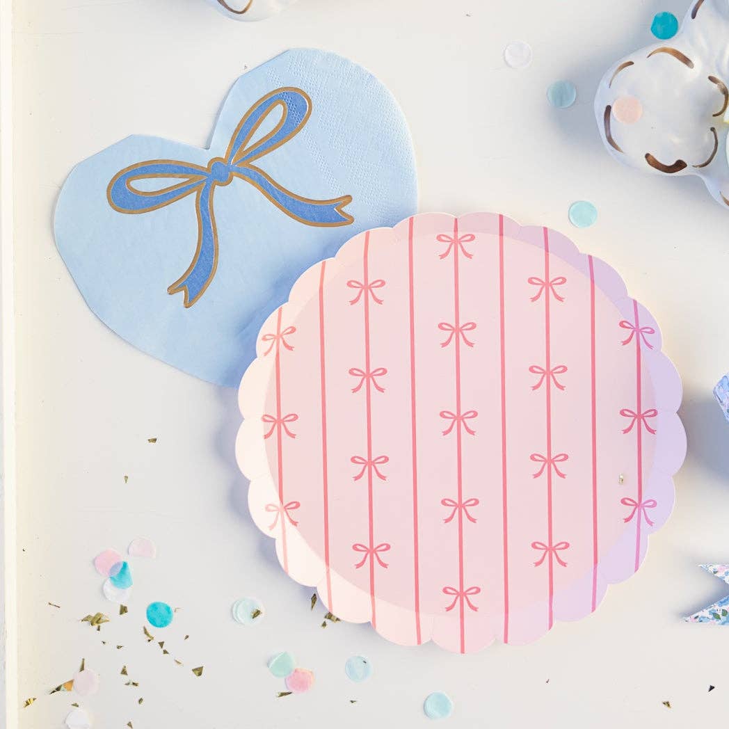 SKY BLUE SIGNATURE BOW HEART LARGE NAPKINS - 20 pk