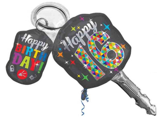 34” Sweet 16 happy birthday car key