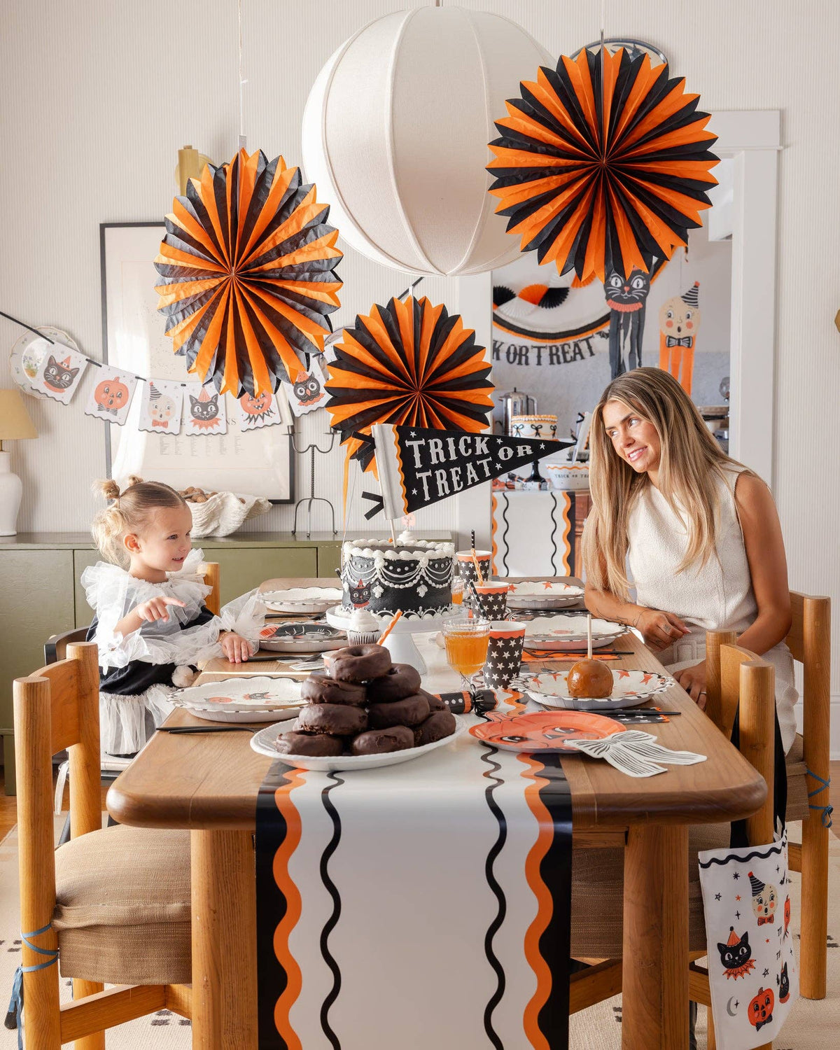 Orange and Black Large Tissue Fans - 3 pk