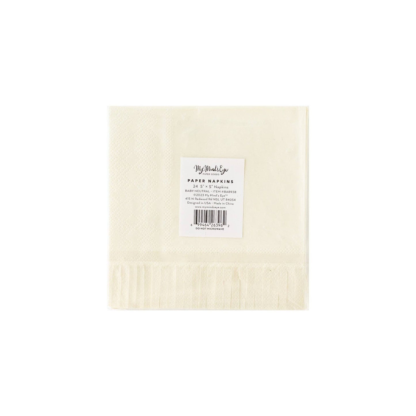 Baby Neutral Star Fringed Cocktail Napkin - 18 pk