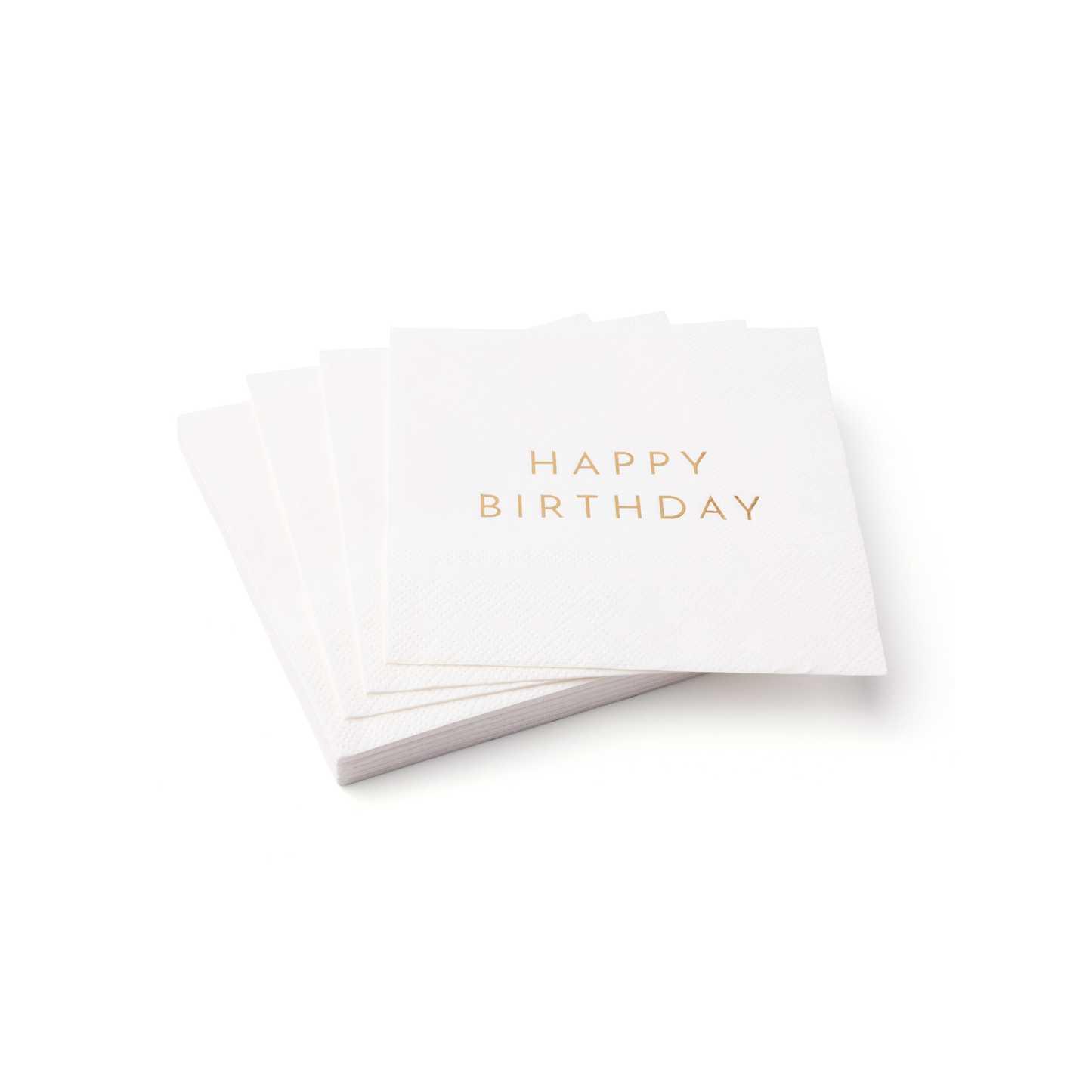 White & Gold signature HAPPY BIRTHDAY cocktail napkins - 20 pk