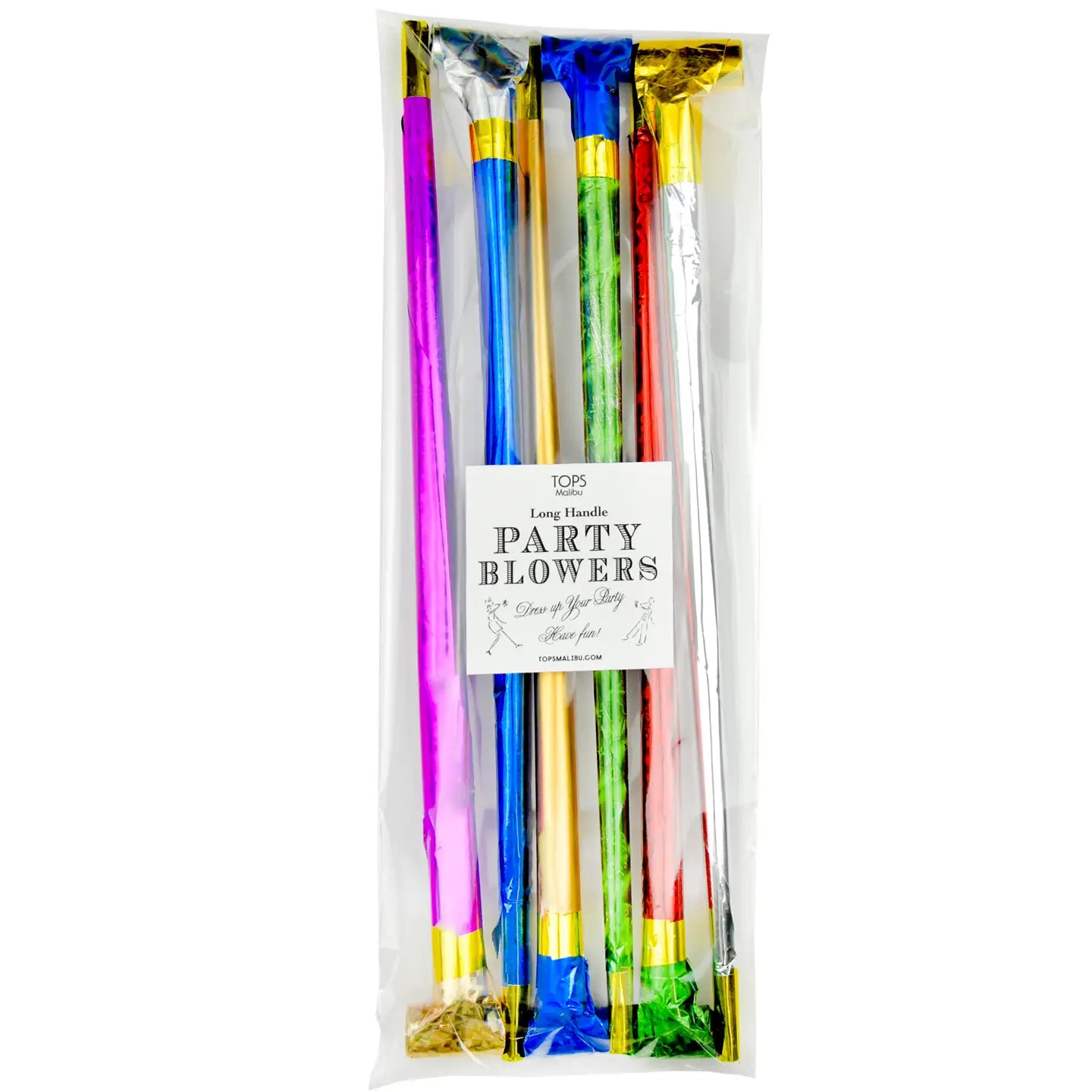 Long 12" Stem Party Blowers w/Rollouts - 6 pk