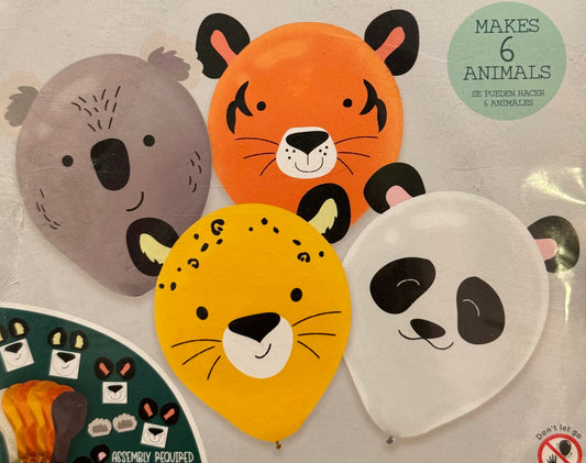 6 latex animal assortment with helium