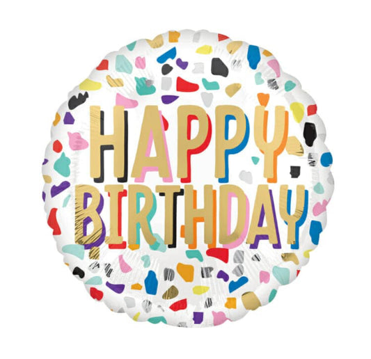 18" Happy Birthday Confetti foil balloon 1C