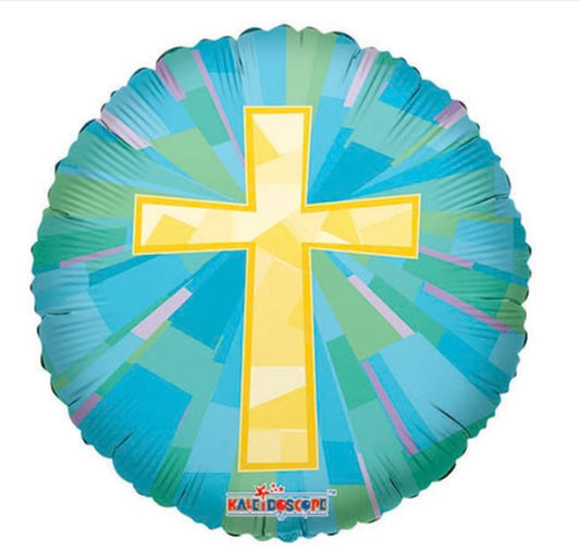 18in Gold Cross Round Foil Balloon D1