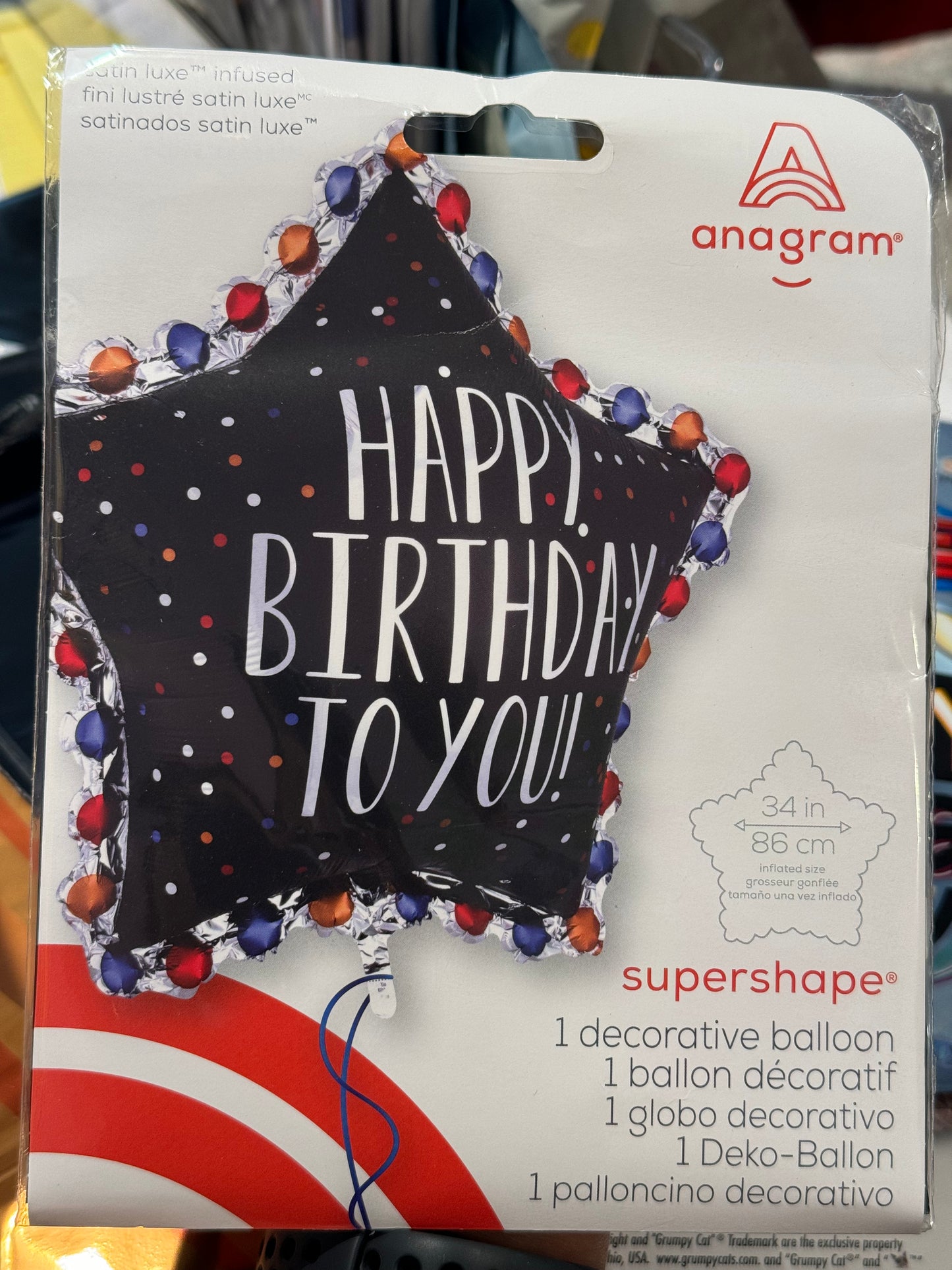 34" Happy Birthday to you star foil balloon