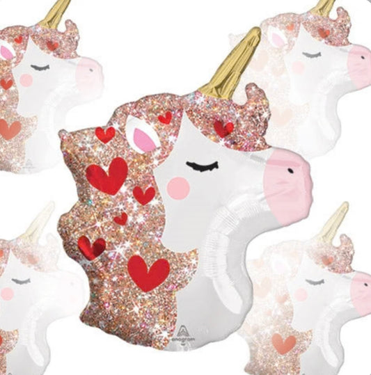 Valentine Unicorn foil balloon 1C