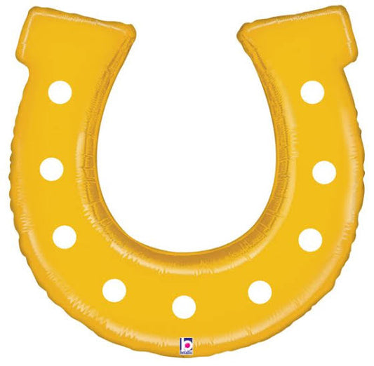 38" Golden Horseshoe Foil Balloon