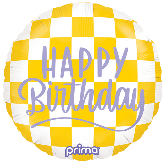 18" Round Happy Face Checker foil Birthday
