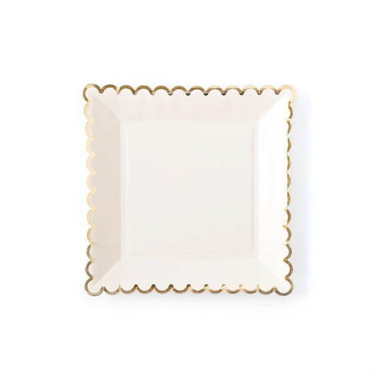 Cream scalloped plate - 8 pk