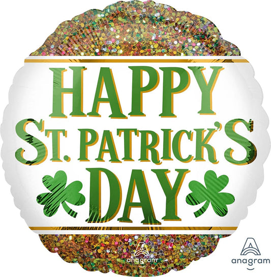18" Happy St. Patrick's Day Glitter Balloon B1