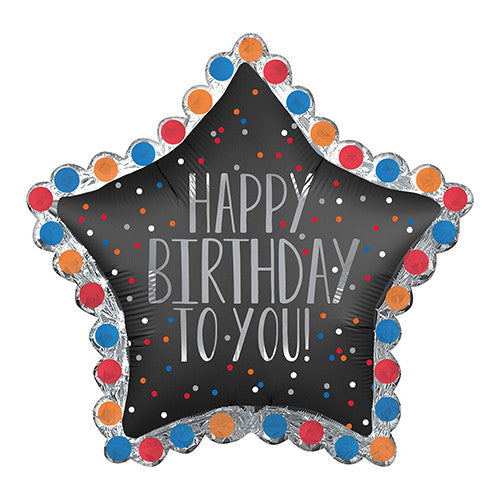 34" Happy Birthday to you star foil balloon
