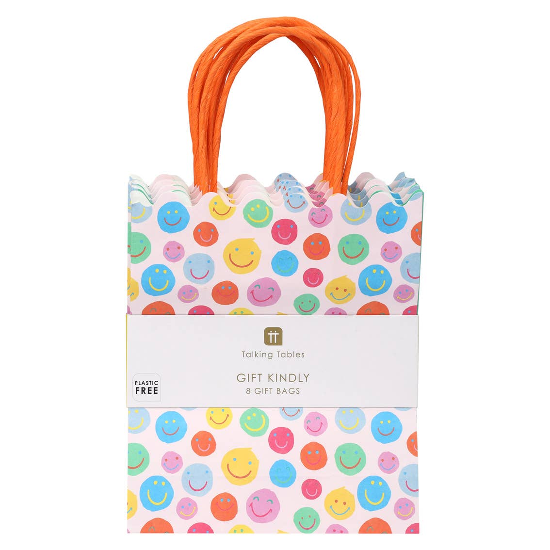 Happy Face Smile Paper Gift Bags- 8 Pack