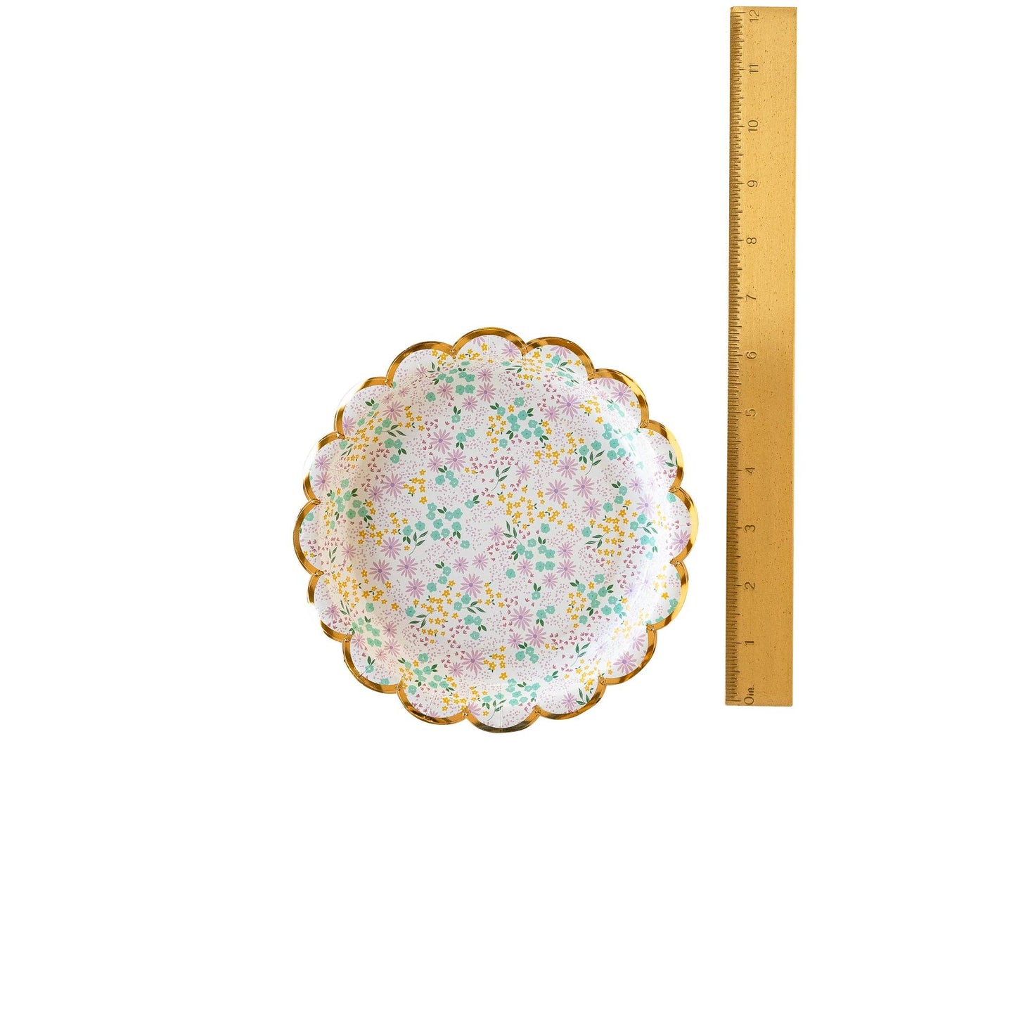 Ditsy Floral Round Scallop paper plate - 8 pk