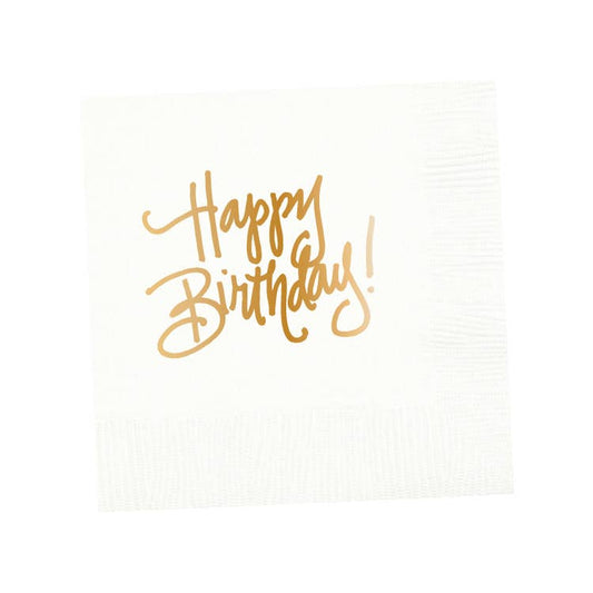 Happy Birthday! white napkins - 25 pk