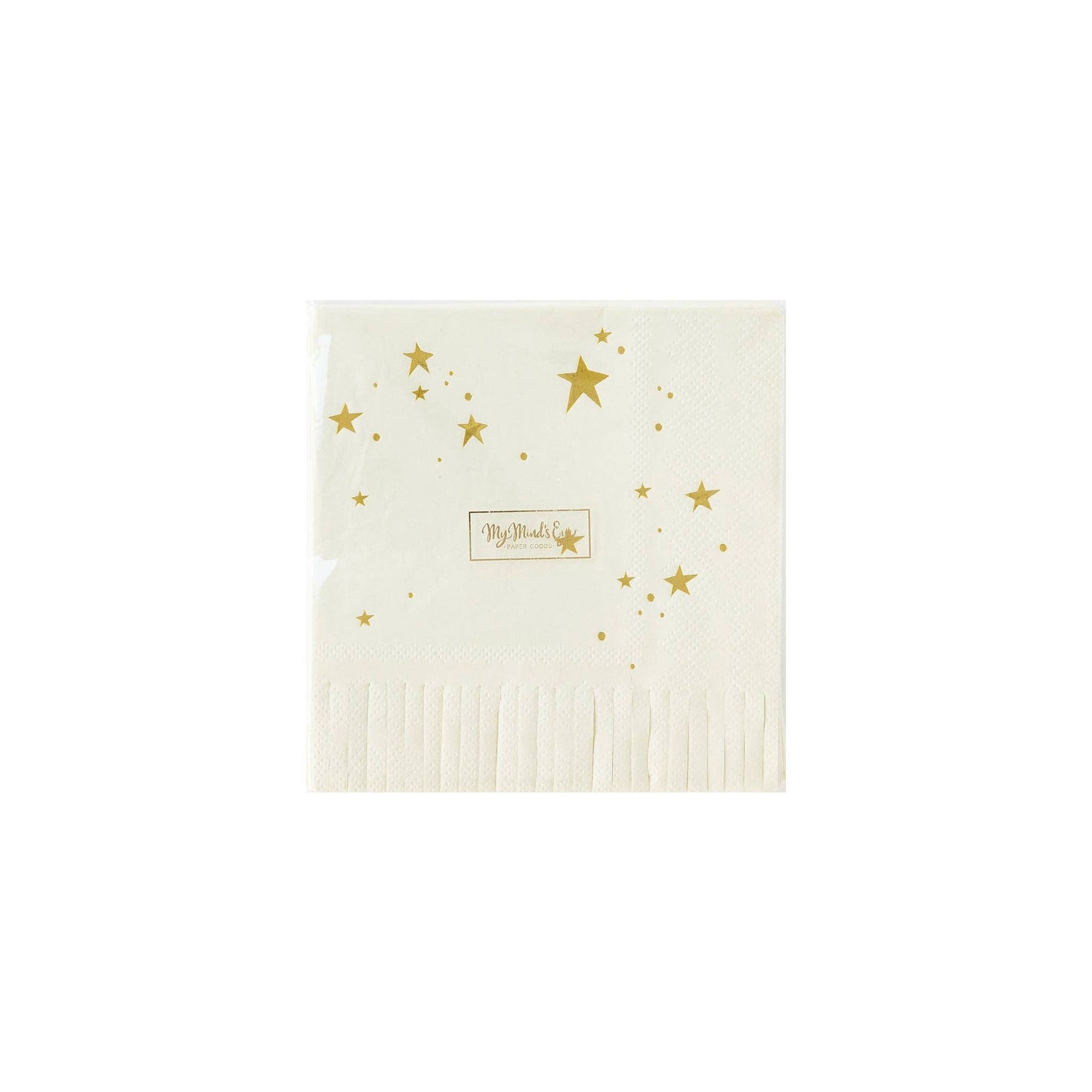 Baby Neutral Star Fringed Cocktail Napkin - 18 pk