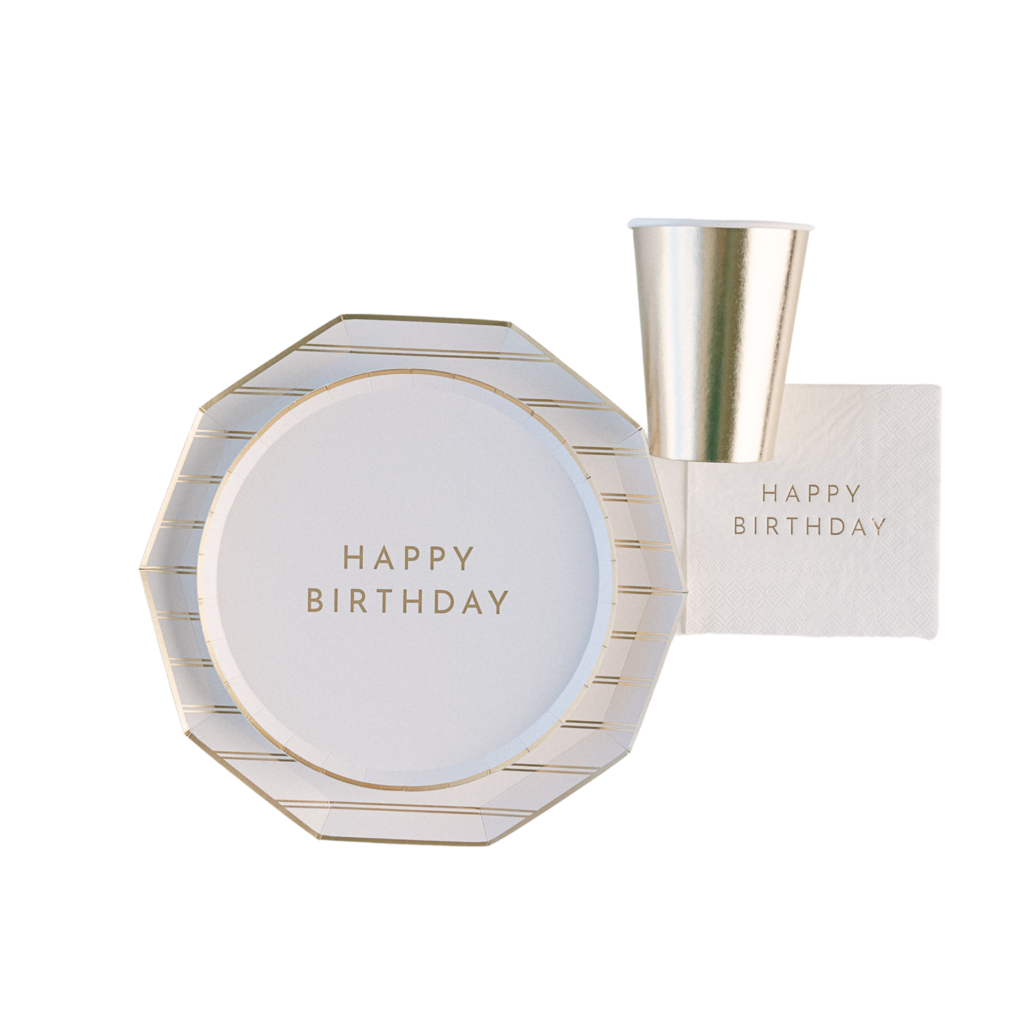 White & Gold signature HAPPY BIRTHDAY cocktail napkins - 20 pk