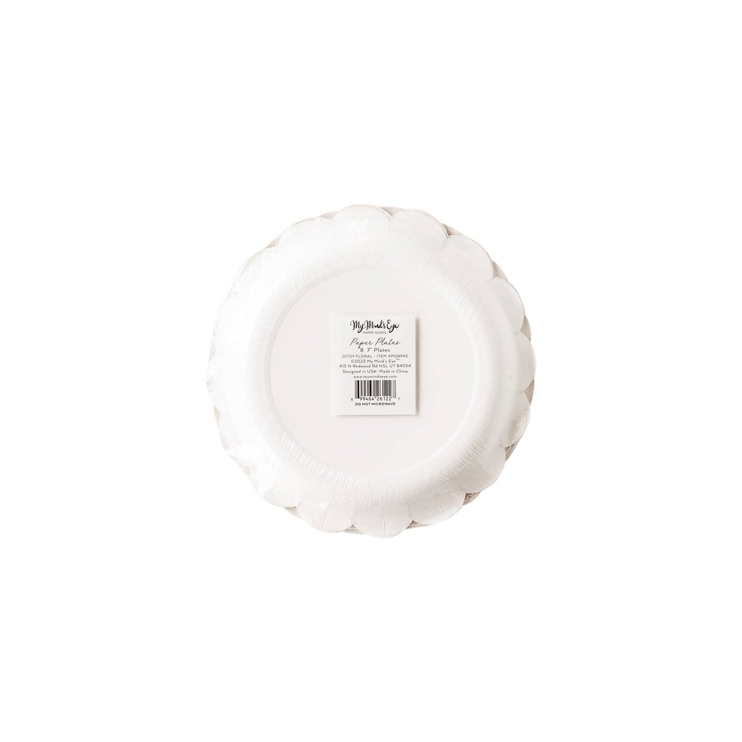 Ditsy Floral Round Scallop paper plate - 8 pk
