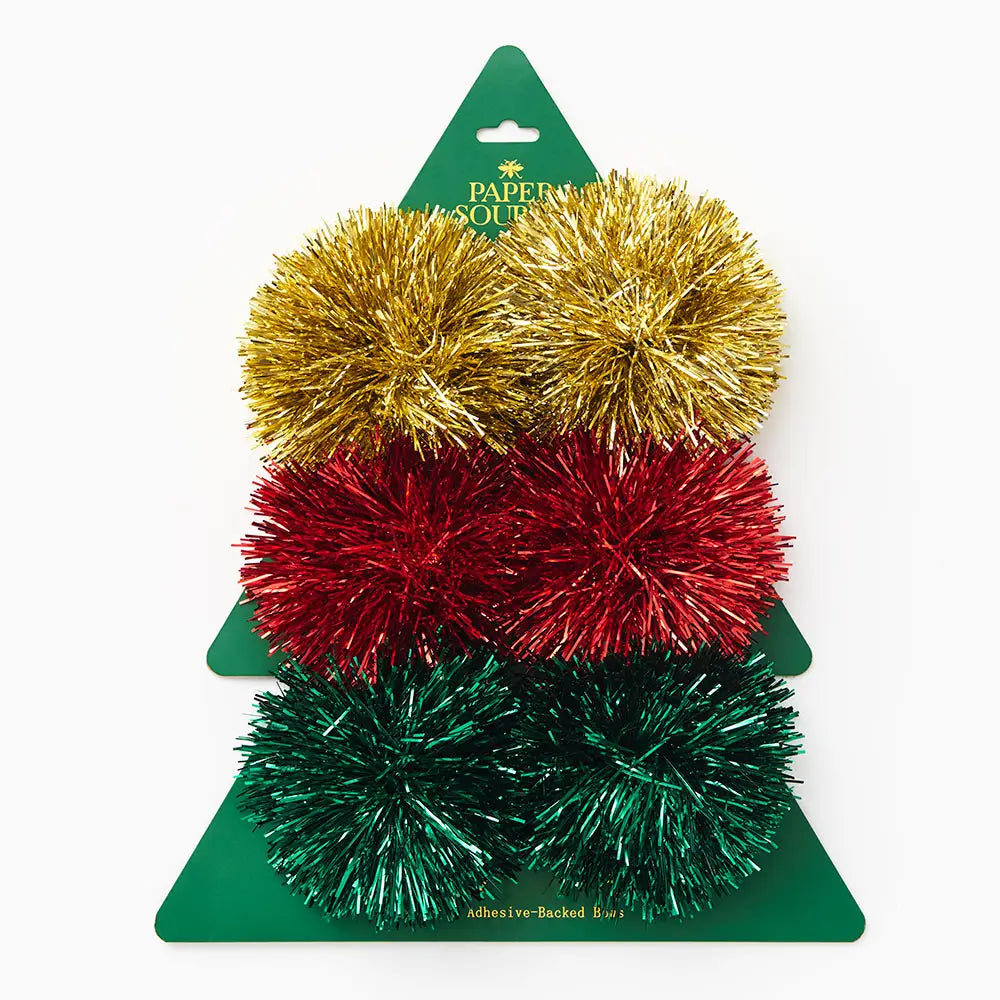 Christmas Tinsel Bows - 6 pk