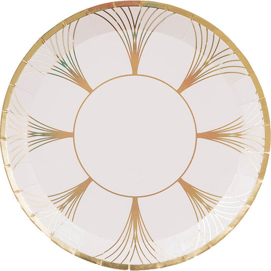 The Gatz white and gold dessert plate - 8 Pk.