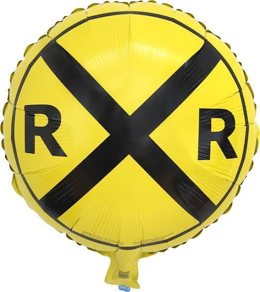18" Railroad crossing round foil balloon