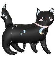 37" Black cat halloween foil balloon