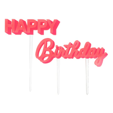 Happy Birthday Pink Acrylic Toppers - 1 pk