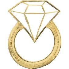 37” gold Engagement ring foil balloon