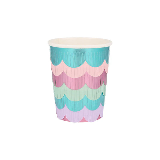 Mermaid Scalloped fringe cups- 8 pk.
