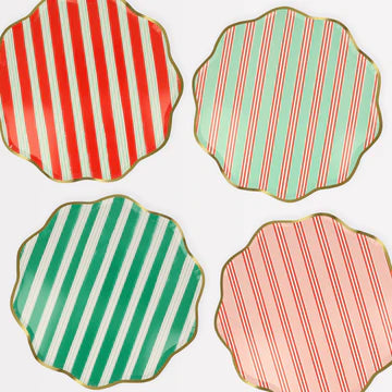 Festive Stripe Stripes large Plates - 8 pk