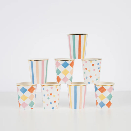 Colorful Pattern Cups- 8 pk.