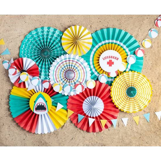 Pool party paper fans - 8 pk