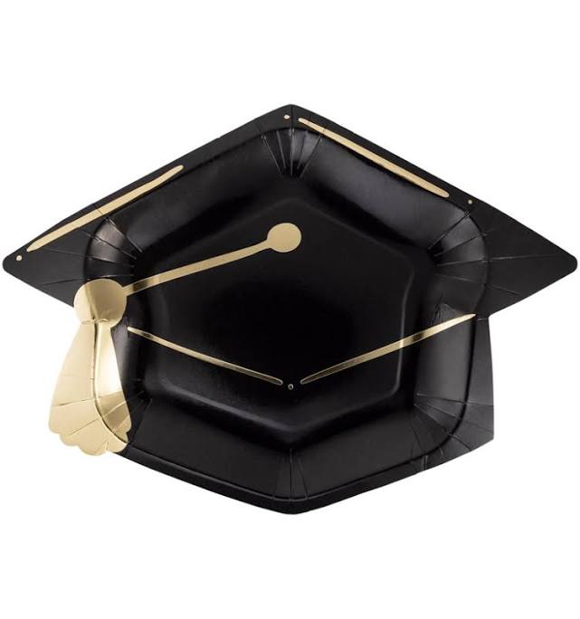 LARGE GRADUATION CAP PAPER PLATES - 8 pk