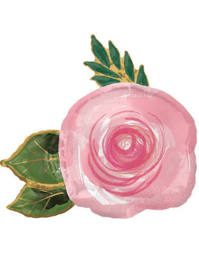 30" bright pink rose flower foil balloon