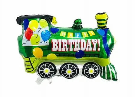 24" Train green Happy birthday Balloon with helium