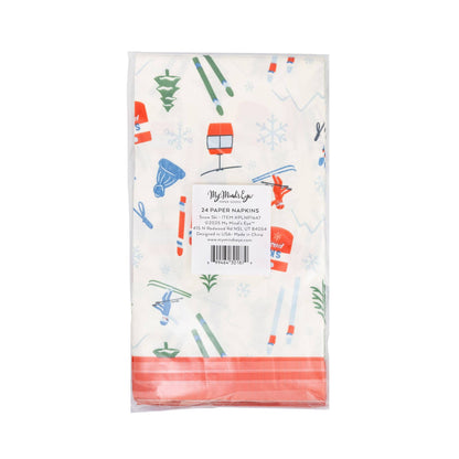 Snow Ski Guest Napkin - 24 pk