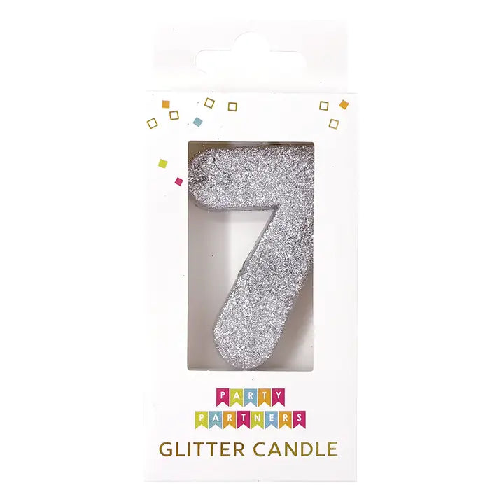 Silver Glitter Candle Set Display